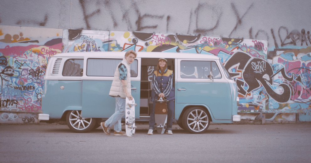 RMFB blue down gilet, RMFB white primaloft vest, baby blue van and skate aesthetics